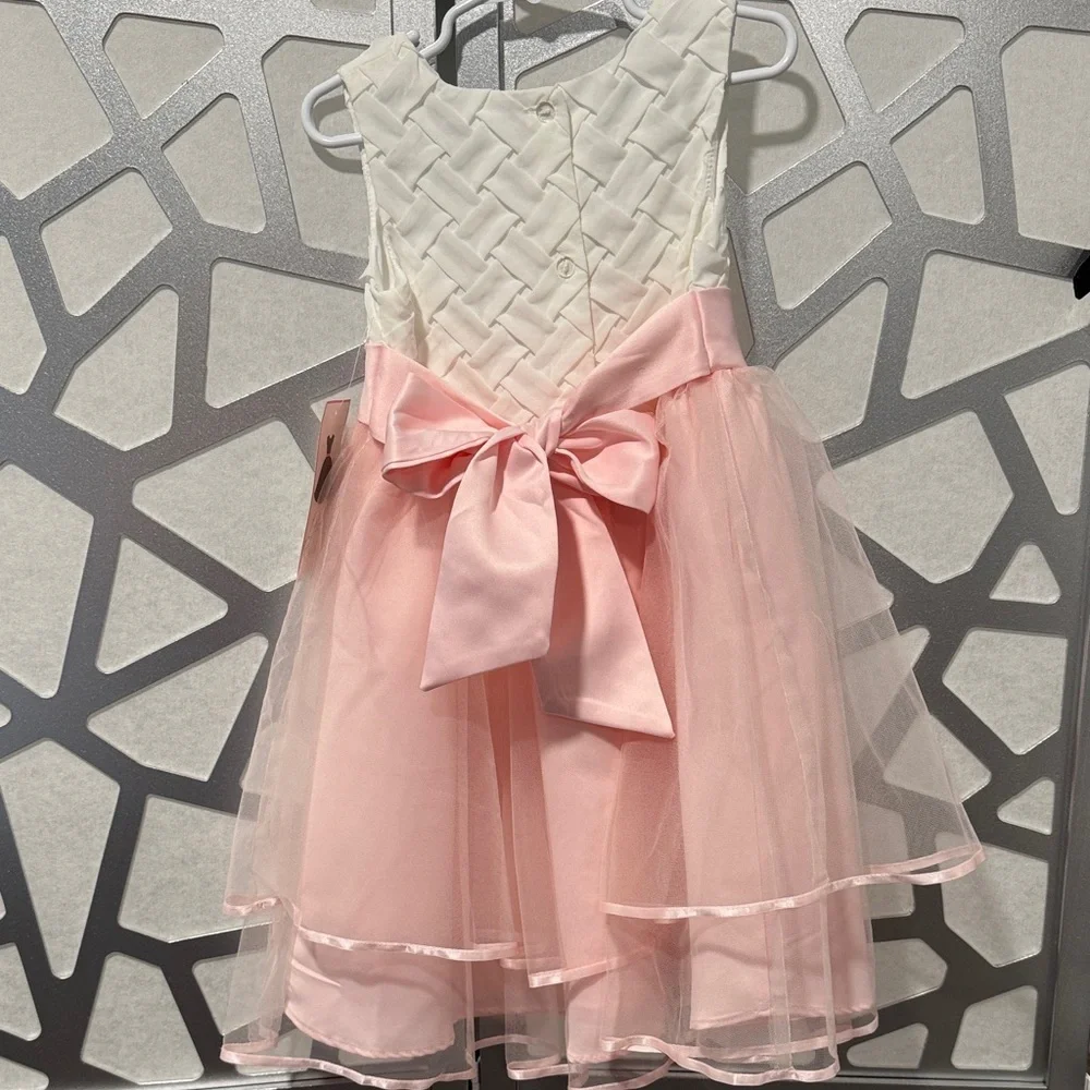 Rare Editions Ivory and Pink Formal Dress